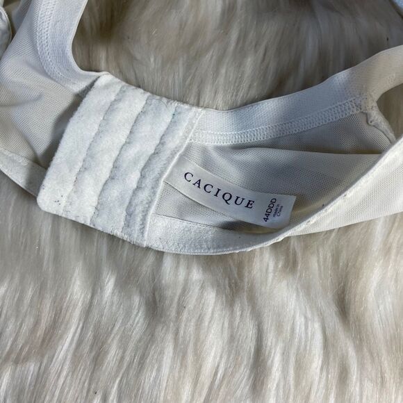 Cacique Off White Overlay Beige Balconette Bra Sz 44DDD - Picture 5 of 7